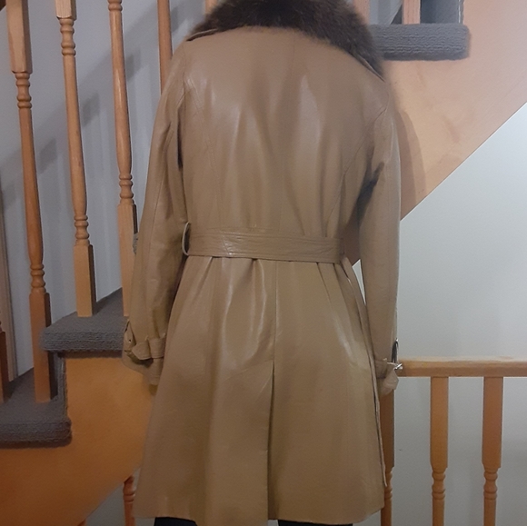 Bordigy Genuine Brown Leather/ Fur Midlength Coat- Women's Size S/M - Picture 4 of 13